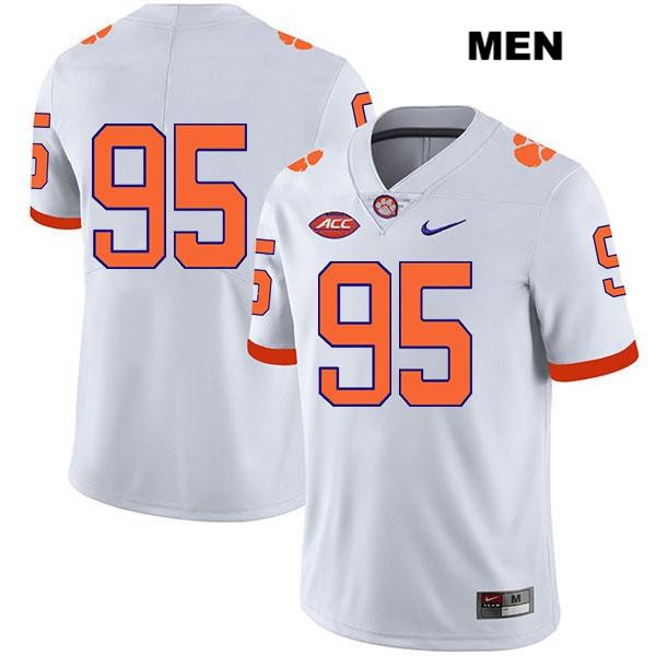 Men's Clemson Tigers #95 James Edwards Stitched White Legend Authentic Nike No Name NCAA College Football Jersey ZON4446OA